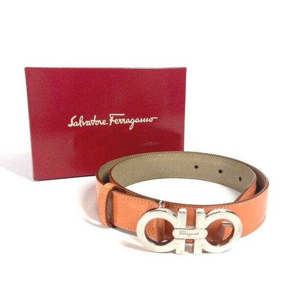 Salvatore Ferragamo Gancini logo buckle Accessories belt Leather Orange - Picture 16 of 16